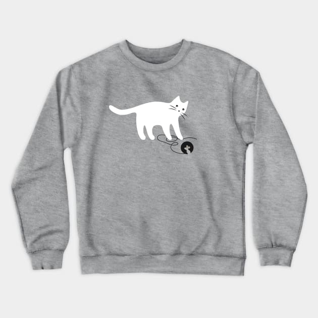 White Cat and Mouse Playing Seek and Hide Crewneck Sweatshirt by runcatrun